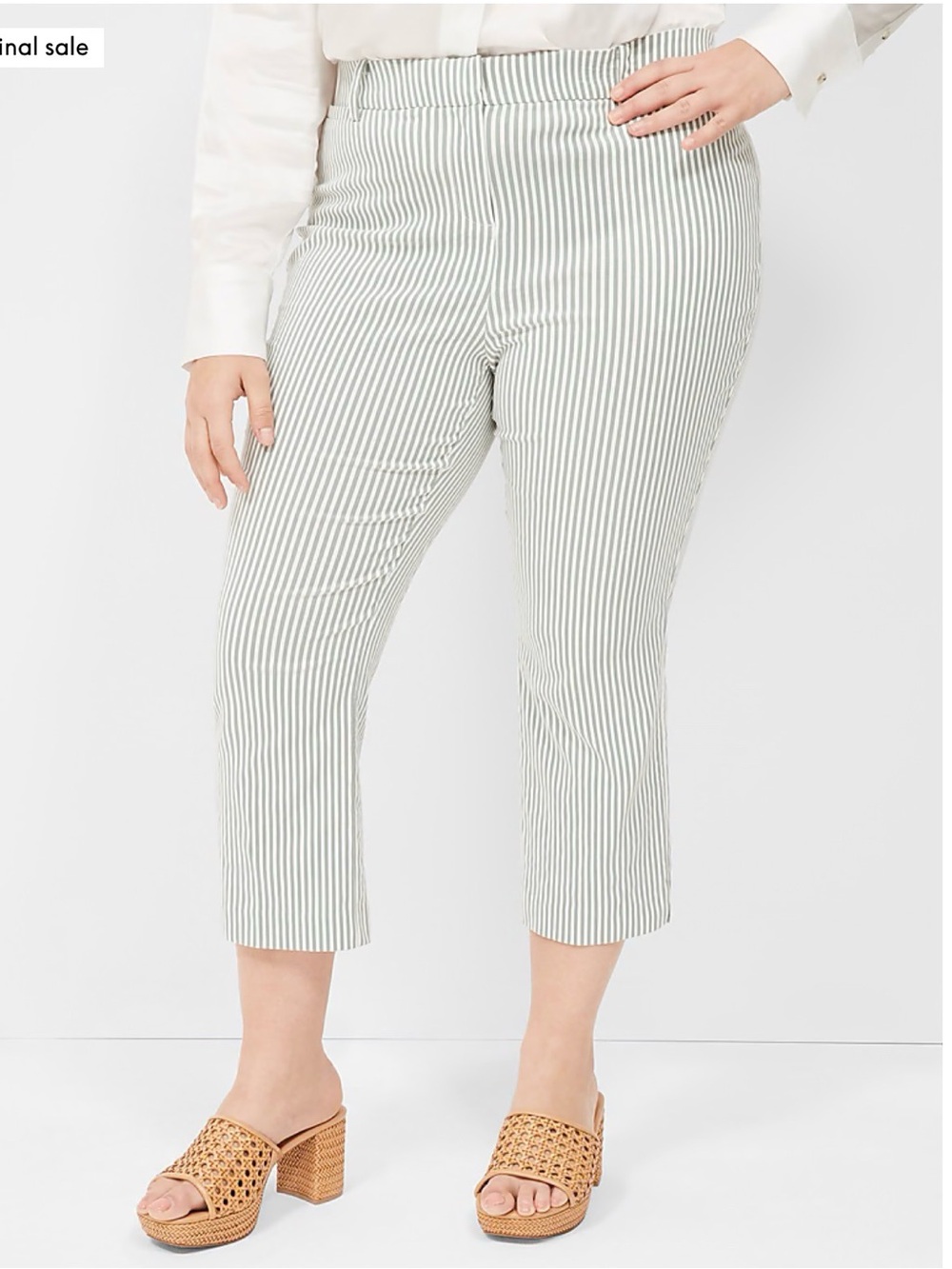 Lane Bryant 4-Season Stripe Slim Capri Pants Green White Plus Size 22